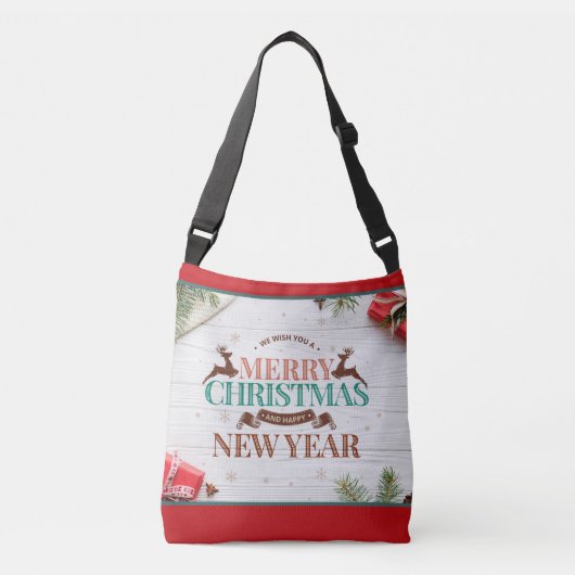 Rustiek Vrolijk Kerstfeest | FEESTDAGEN Crossbody Tas (Voorkant)