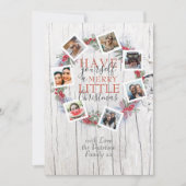 Rustiek Vrolijk Kerstfeest Foto & Botanische krans Feestdagenkaart (Voorkant)