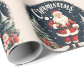 Rustiek Vrolijk Kerstfeest & Kerstman Oorzaak Cadeaupapier (Rol Hoek)