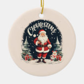 Rustiek Vrolijk Kerstfeest & Kerstman Oorzaak Keramisch Ornament (Voorkant)