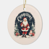 Rustiek Vrolijk Kerstfeest & Kerstman Oorzaak Keramisch Ornament (Links)