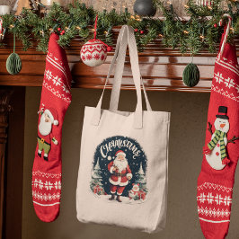Rustiek Vrolijk Kerstfeest & Kerstman Oorzaak Tote Bag