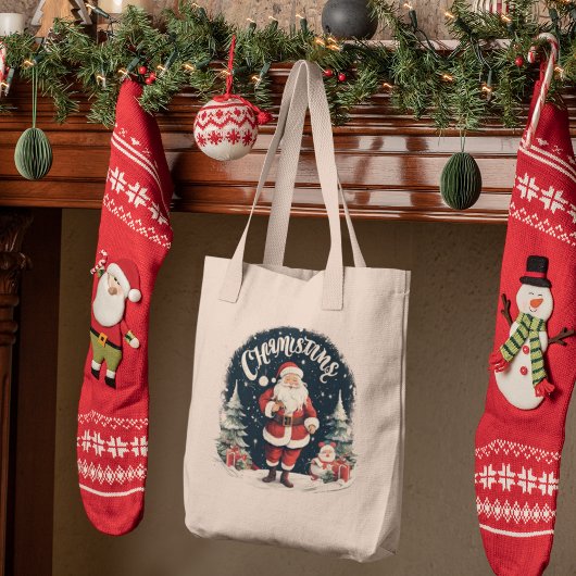 Rustiek Vrolijk Kerstfeest & Kerstman Oorzaak Tote Bag
