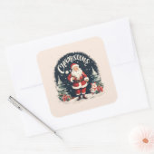 Rustiek Vrolijk Kerstfeest & Kerstman Oorzaak Vierkante Sticker (Envelop)