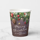 Rustiek Vrolijk Kerstfeest Papieren Bekers (Achterkant)