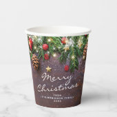 Rustiek Vrolijk Kerstfeest Papieren Bekers (Voorkant)