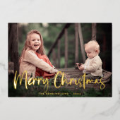 Rustiek Vrolijk Kerstfeest Tartan Plaid Vakantiefo Folie Feestdagenkaart (Voorkant)