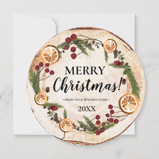 Rustiek Vrolijk Kerstmis gebladerte Business logo Kaart (Voorkant)