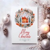 Rustiek Vrolijk Kerstmis Krans Sweet Home Feestdagenkaart