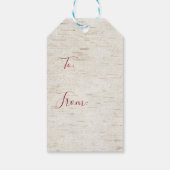 Rustiek Vrolijk Kerstmis Script Krans Berken Bark Cadeaulabel (Achterkant)