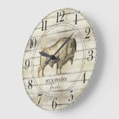 Rustiek Wandelen Bizon Buffel Hout Familienaam Grote Klok (Hoek)