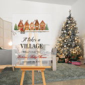 Rustiek wandelwagendorp herbergt Winter Baby showe Acryl Bord