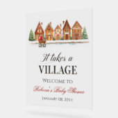 Rustiek wandelwagendorp herbergt Winter Baby showe Acryl Bord (Hoek)