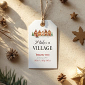 Rustiek wandelwagendorp herbergt Winter Baby showe Cadeaulabel