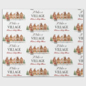 Rustiek wandelwagendorp herbergt Winter Baby showe Cadeaupapier (Vlak)