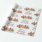 Rustiek wandelwagendorp herbergt Winter Baby showe Cadeaupapier (Uitgerold)