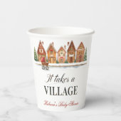 Rustiek wandelwagendorp herbergt Winter Baby showe Papieren Bekers (Achterkant)