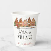 Rustiek wandelwagendorp herbergt Winter Baby showe Papieren Bekers (Voorkant)