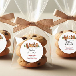 Rustiek wandelwagendorp herbergt Winter Baby showe Ronde Sticker