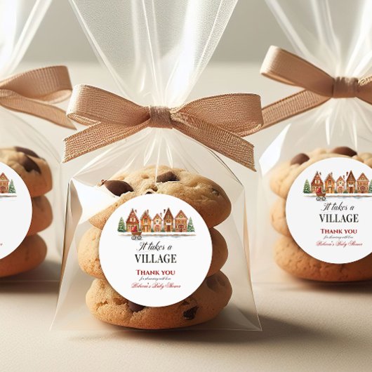 Rustiek wandelwagendorp herbergt Winter Baby showe Ronde Sticker