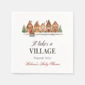 Rustiek wandelwagendorp herbergt Winter Baby showe Servet (Voorkant)