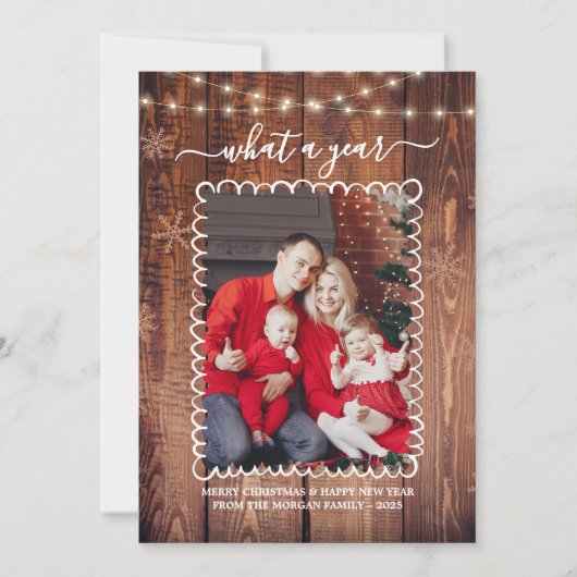 Rustiek Wat een jaar Photo Collage Kerstmis Kaart (Voorkant)