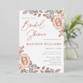 Rustiek  Waterverf Bloemen Vrijgezellenfeest Folie Uitnodiging (Staand Voorkant)