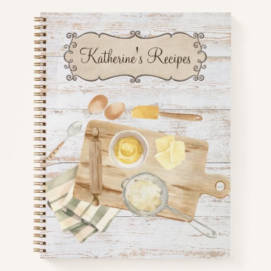 Rustiek Waterverf Land Baking Recept Notitieboek (Voorkant)