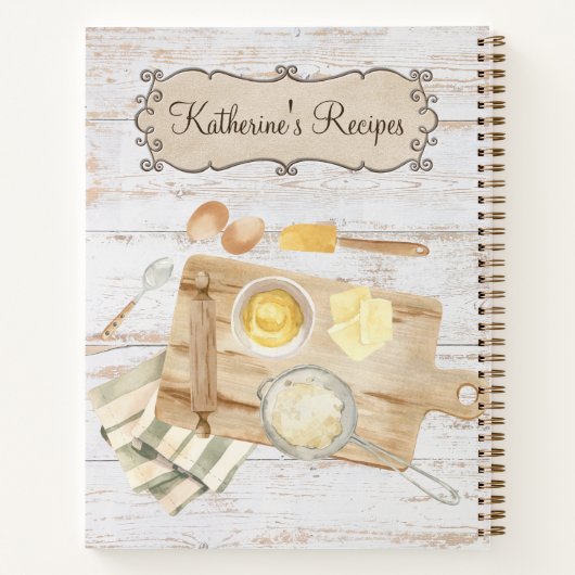 Rustiek  Waterverf Land Baking Recept Notitieboek (Achterkant)