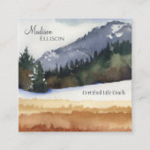 Rustiek Waterverf Mountain Pine Forest Vierkante Visitekaartje (Voorkant)