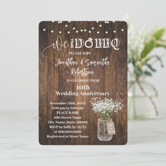 Rustiek We doen nog steeds BBQ Wedding Jubileum Kaart (Staand voorkant)