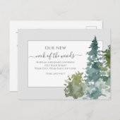 Rustiek We hebben nieuwe Home Pine Tree aankondigi Briefkaart (Voorkant / Achterkant)