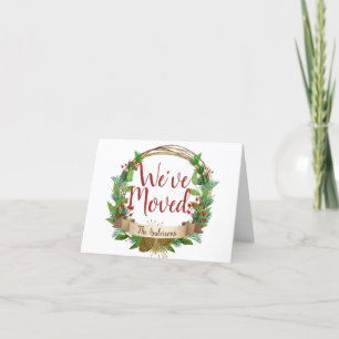 Rustiek We hebben verplaatst Christmas Wreath Holi Aankondiging