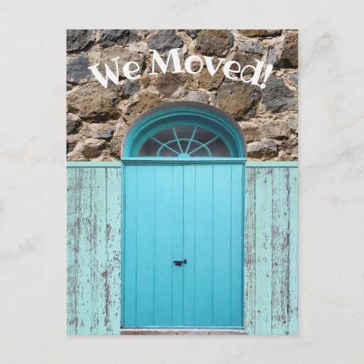 Rustiek We Verplaatste Aankondiging Blauwe Dubbele Briefkaart (Voorkant)