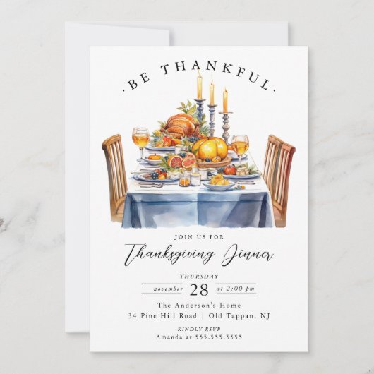 Rustiek Wees dankbaar Thanksgiving diner Kaart (Voorkant)