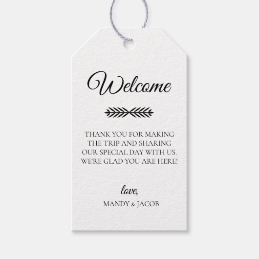 Rustiek welkom bruiloft cadeaulabel (Voorkant)