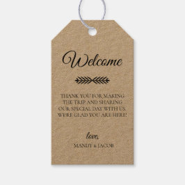 Rustiek welkom bruiloft cadeaulabel