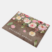Rustiek Welkom Lente Roze Pioenen Bloemen Deurmat (Schuin)