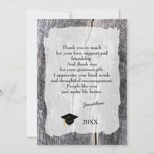 Rustiek Western Afstuderen Dank u kaart (Achterkant)