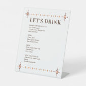 Rustiek Western Bruiloft Drink Teken Reclamebord Met Voetstuk (Voorkant)