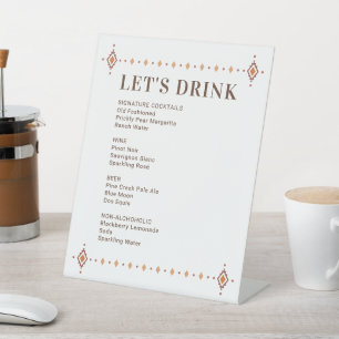 Rustiek Western Bruiloft Drink Teken Reclamebord Met Voetstuk