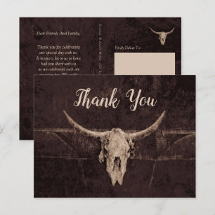 Rustiek Western Bruin Bull Skull Bruiloft Land Briefkaart