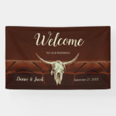 Rustiek Western Bruin Land Bull Skull Welkom Spandoek (Horizontaal)
