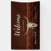 Rustiek Western Bruin Land Bull Skull Welkom Spandoek (Verticaal)