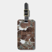 Rustiek Western bruin lederen Koeienhuid Naam afdr Bagagelabel (Voorkant verticaal)