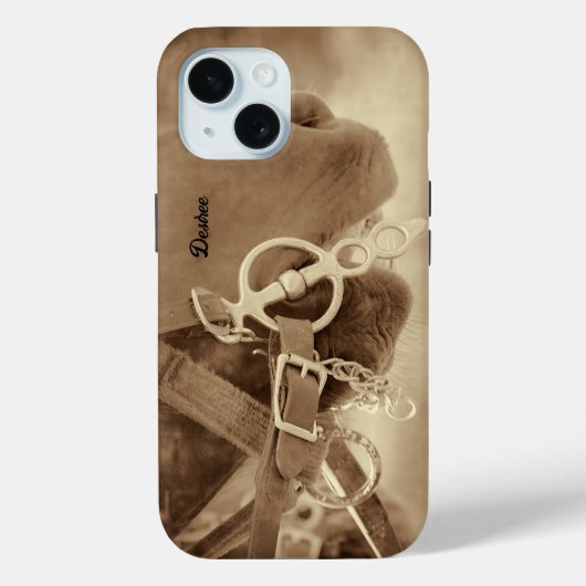 Rustiek Western Bruin Paard Case-Mate iPhone Case (Achterkant)