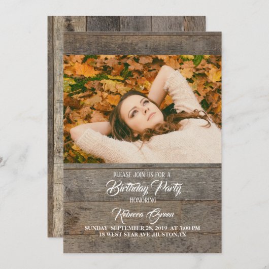 Rustiek western Country Barn Wood verjaardagsfeest Kaart (Voorkant / Achterkant)