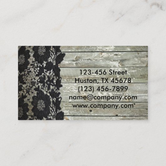 Rustiek Western Country Black Lace Barn Wood Visitekaartje (Achterkant)