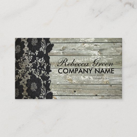 Rustiek Western Country Black Lace Barn Wood Visitekaartje (Voorkant)