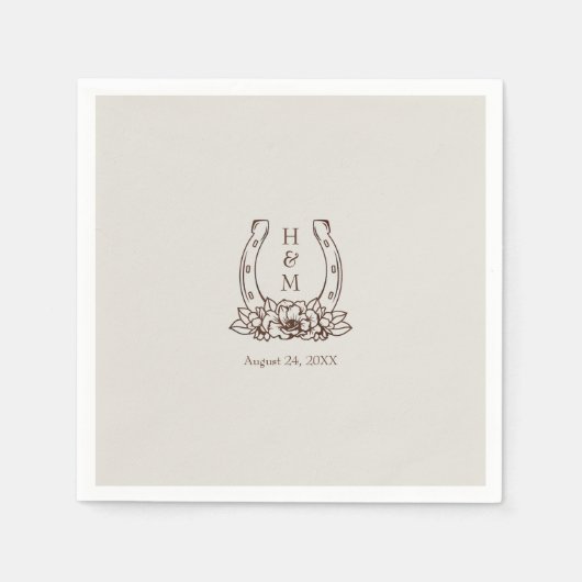 Rustiek Western Country Boho Hoefijzer bruiloft Servet (Voorkant)